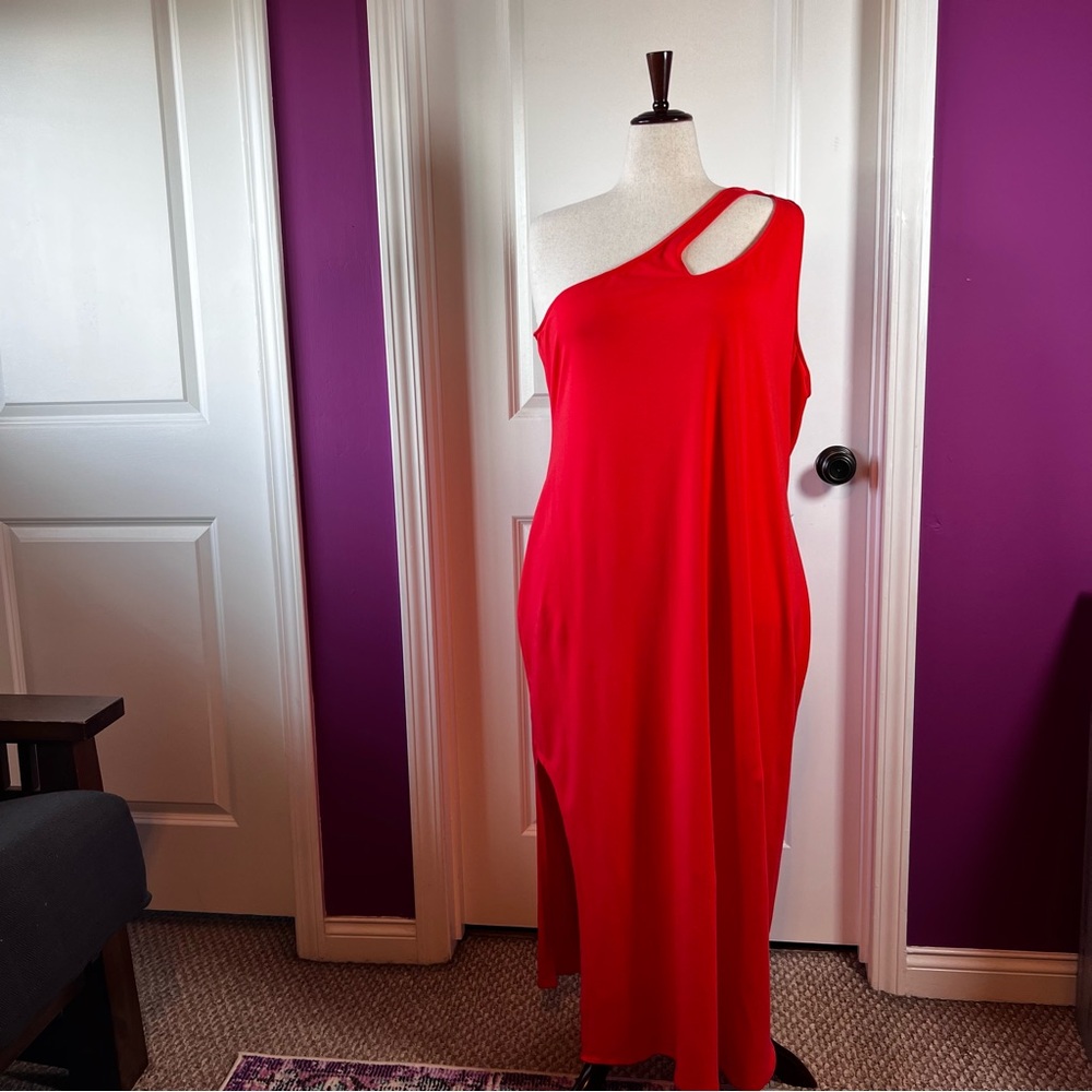 Chic One-Shoulder Red Dress